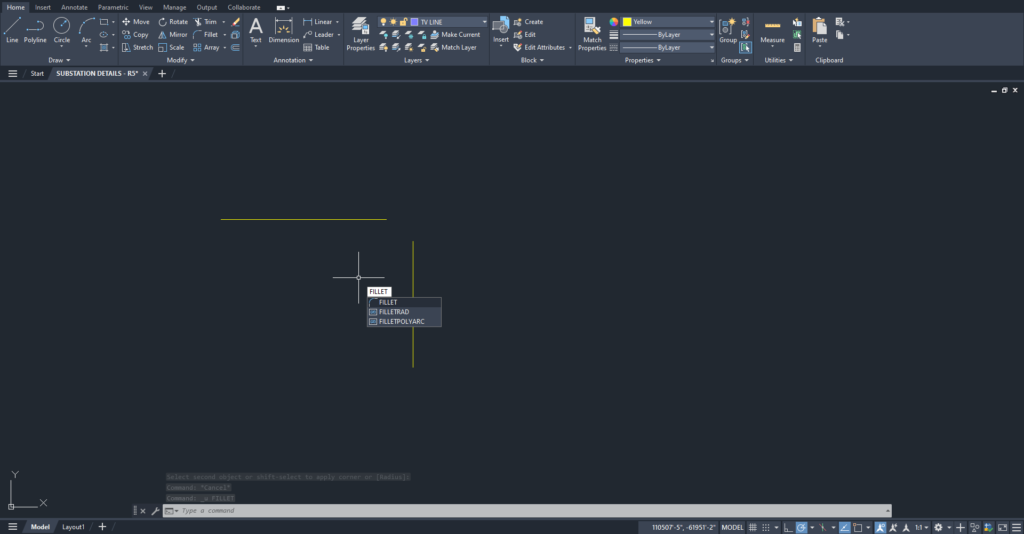 How to use Fillet in AutoCAD