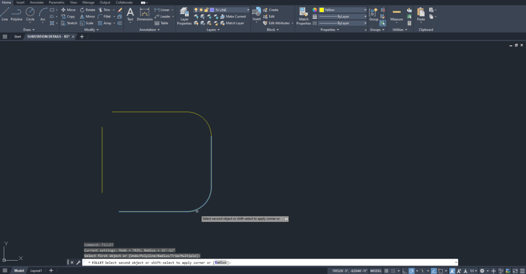 How to use Fillet in AutoCAD