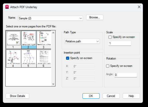 how to insert a pdf into autocad
