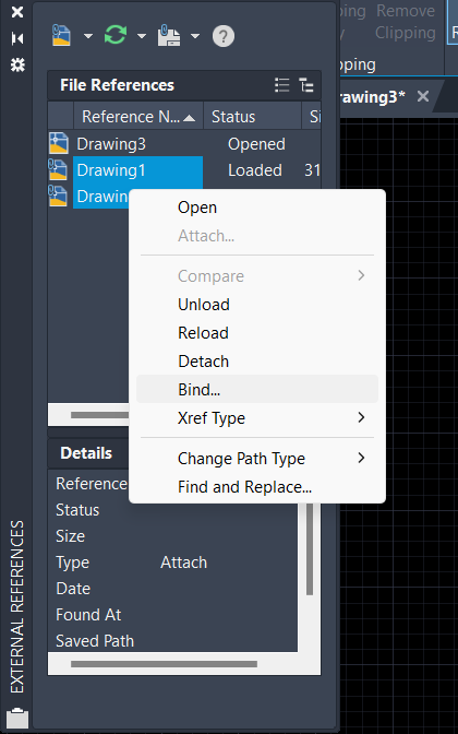 how to bind xrefs in autocad