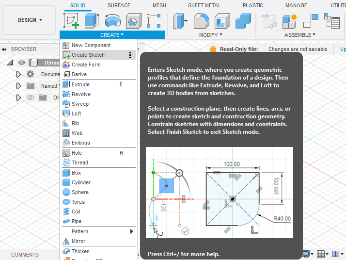 Fusion 360 construction line
