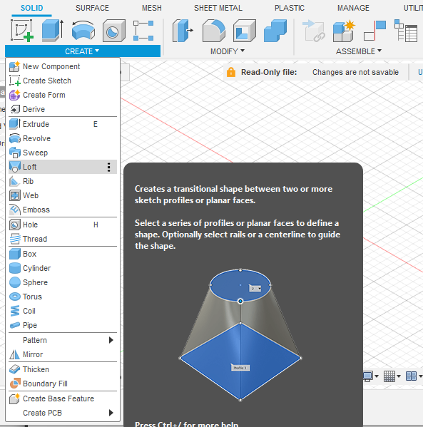 Fusion 360 Loft Command