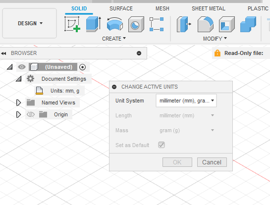 How to change units in Fusion 360